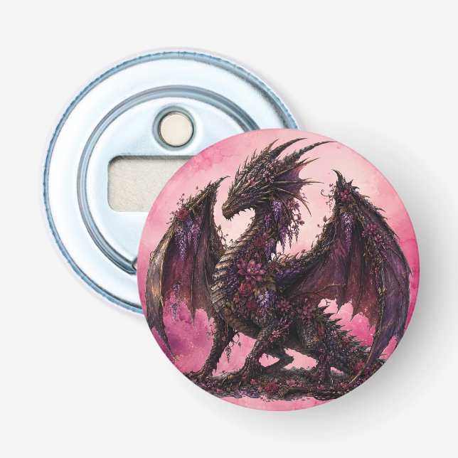 Flower Dragon | Botanical Fantasy Dragon Bottle Opener (Front)