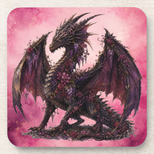 Flower Dragon Botanical Fantasy Dragon Coaster