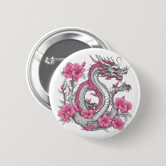 Flower Dragon Button (Front & Back)