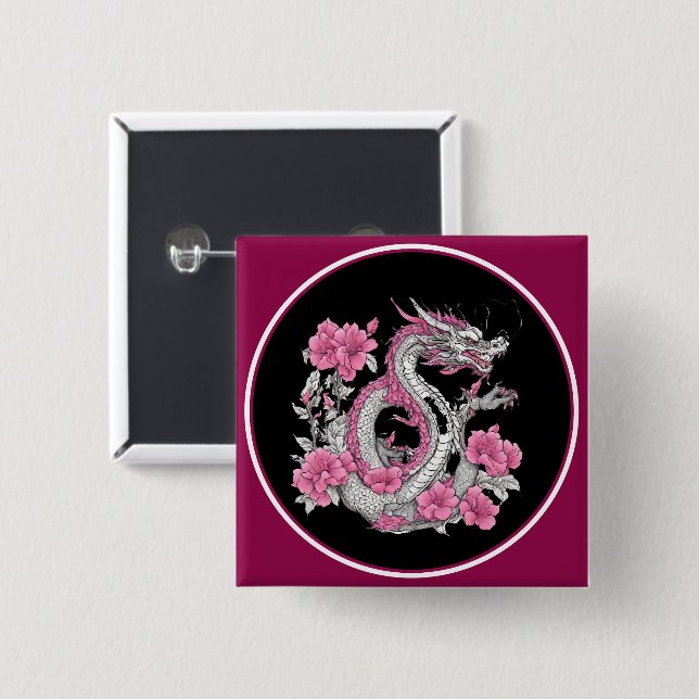 Flower Dragon Button (Front & Back)