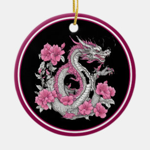Flower Dragon Ceramic Ornament