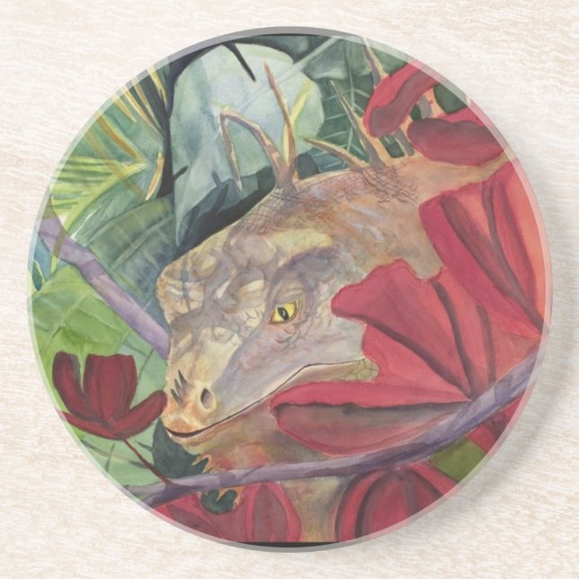 Flower Dragon Iguana Coaster (Front)