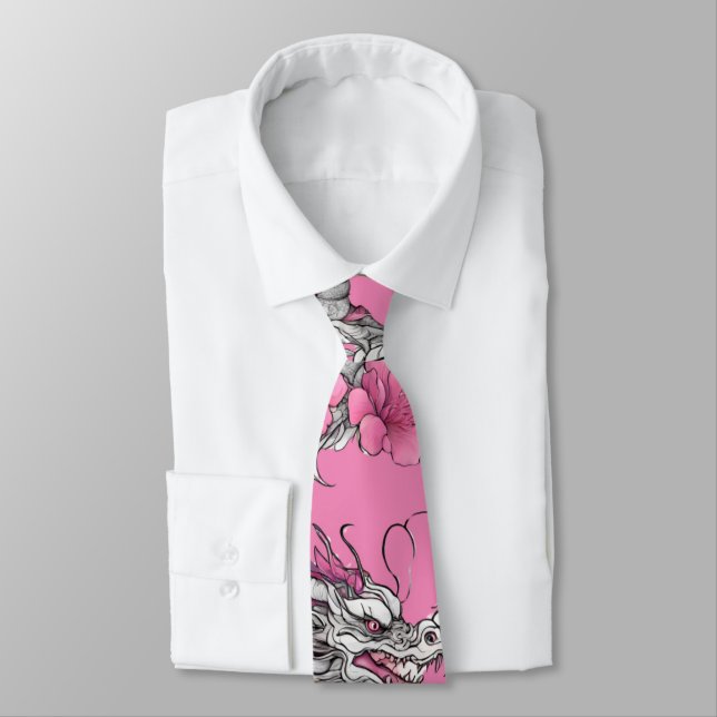 Flower Dragon Necktie (Tied)