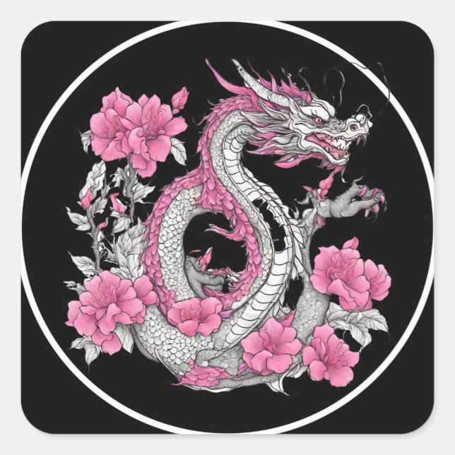 Flower Dragon Sticker (Front)