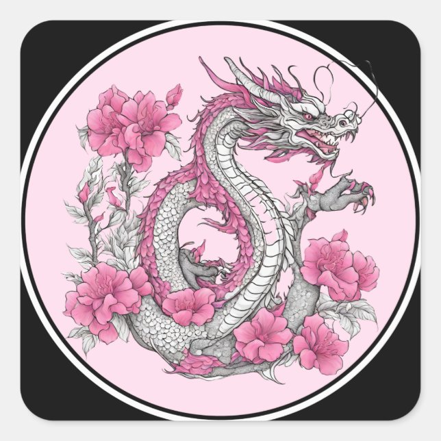 Flower Dragon Sticker (Front)