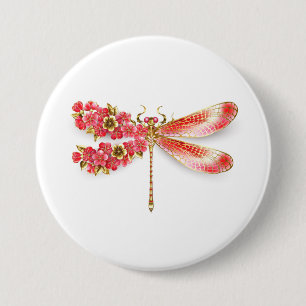 Flower dragonfly with jewellery sakura 7.5 cm round badge