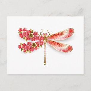 Flower dragonfly with jewellery sakura announcement postcard