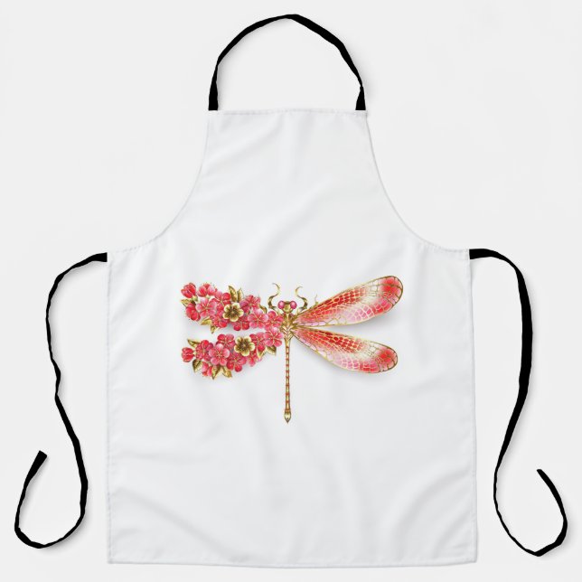 Flower dragonfly with jewellery sakura apron (Front)
