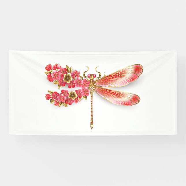 Flower dragonfly with jewellery sakura banner (Horizontal)