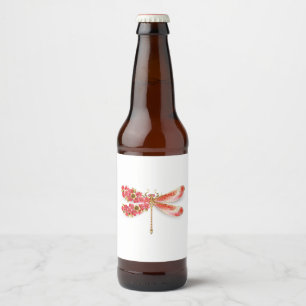Flower dragonfly with jewellery sakura beer bottle label