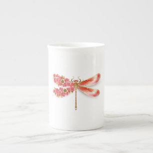 Flower dragonfly with jewellery sakura bone china mug
