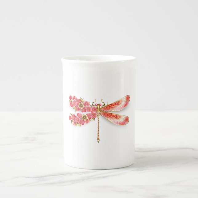 Flower dragonfly with jewellery sakura bone china mug (Front)