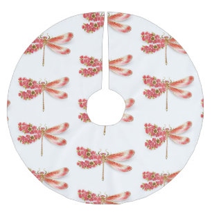 Flower dragonfly with jewellery sakura brushed polyester tree skirt