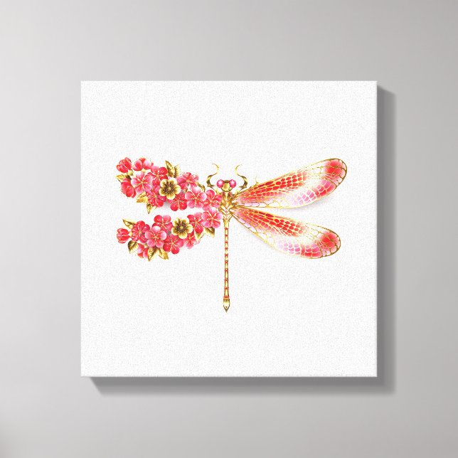 Flower dragonfly with jewellery sakura canvas print (Front)