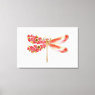 Flower dragonfly with jewellery sakura canvas print