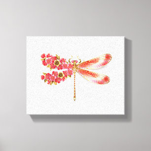 Flower dragonfly with jewellery sakura canvas print