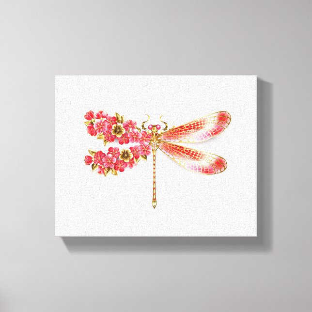 Flower dragonfly with jewellery sakura canvas print (Front)