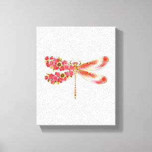 Flower dragonfly with jewellery sakura canvas print