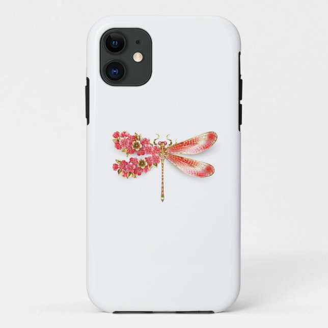 Flower dragonfly with jewellery sakura Case-Mate iPhone case (Back)