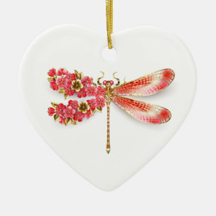 Flower dragonfly with jewellery sakura ceramic tree decoration