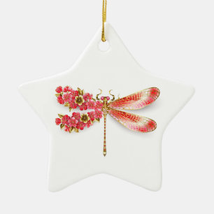 Flower dragonfly with jewellery sakura ceramic tree decoration