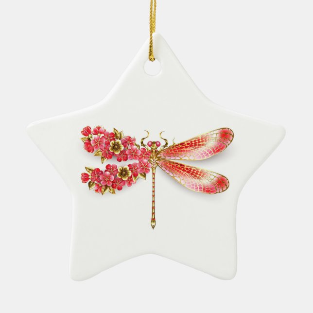 Flower dragonfly with jewellery sakura ceramic tree decoration (Front)