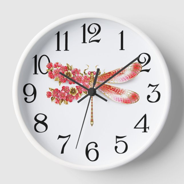 Flower dragonfly with jewellery sakura clock (Front)