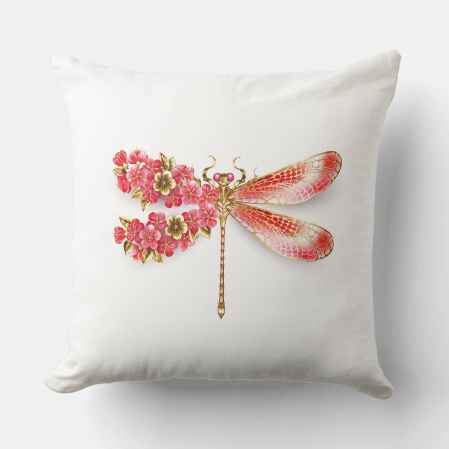 Flower dragonfly with jewellery sakura cushion (Front)