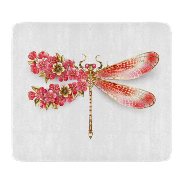Flower dragonfly with jewellery sakura cutting board (Front)