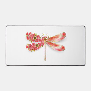 Flower dragonfly with jewellery sakura desk mat