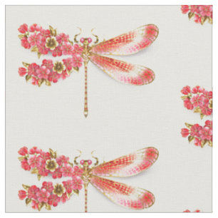 Flower dragonfly with jewellery sakura fabric