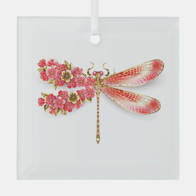 Flower dragonfly with jewellery sakura glass tree decoration (Front)