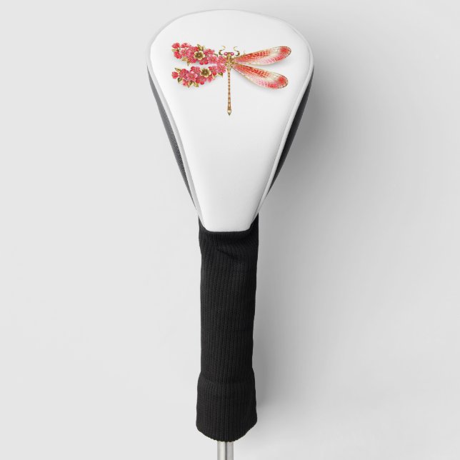 Flower dragonfly with jewellery sakura golf head cover (Front)