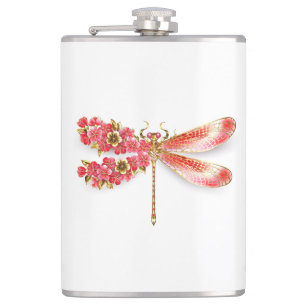 Flower dragonfly with jewellery sakura hip flask