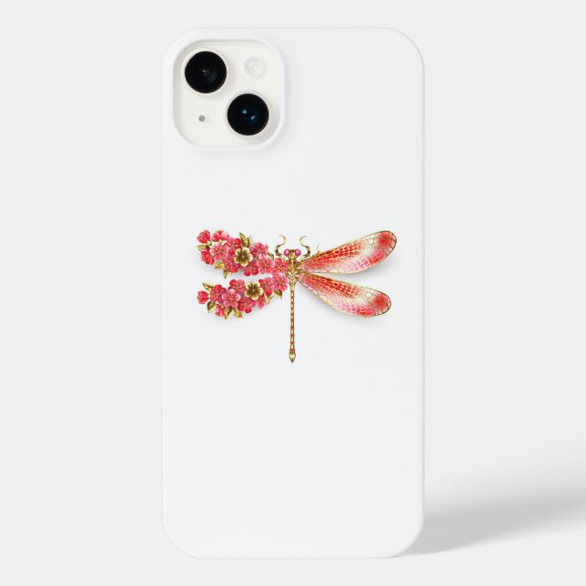 Flower dragonfly with jewellery sakura iPhone case (Back)