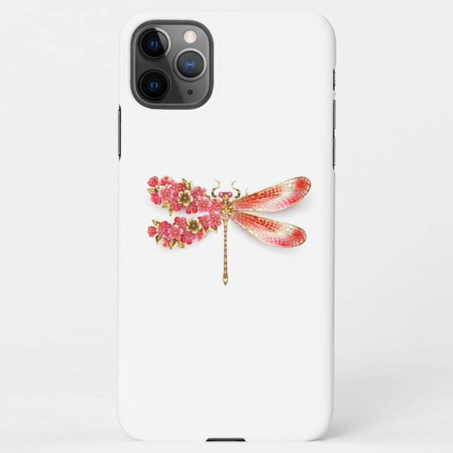 Flower dragonfly with jewellery sakura iPhone case (Back)