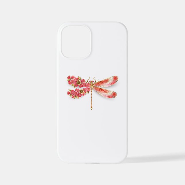 Flower dragonfly with jewellery sakura iPhone case (Back)