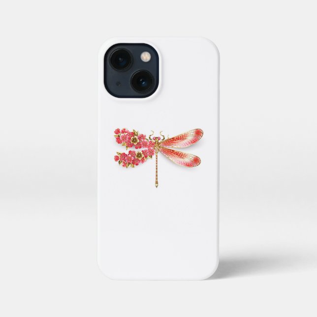 Flower dragonfly with jewellery sakura iPhone case (Back)