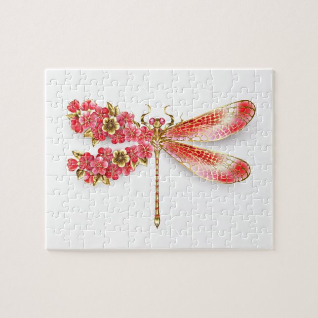 Flower dragonfly with jewellery sakura jigsaw puzzle (Horizontal)