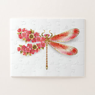 Flower dragonfly with jewellery sakura jigsaw puzzle