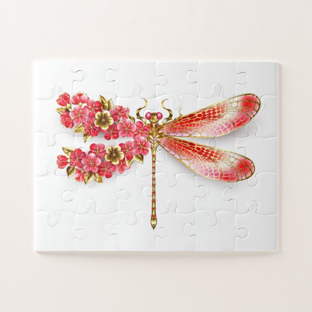 Flower dragonfly with jewellery sakura jigsaw puzzle (Horizontal)