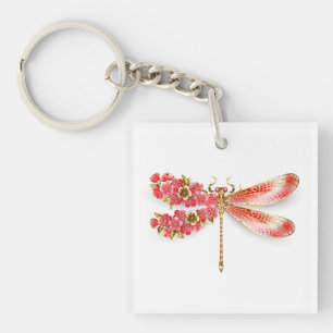Flower dragonfly with jewellery sakura key ring