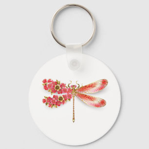 Flower dragonfly with jewellery sakura key ring
