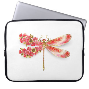 Flower dragonfly with jewellery sakura laptop sleeve