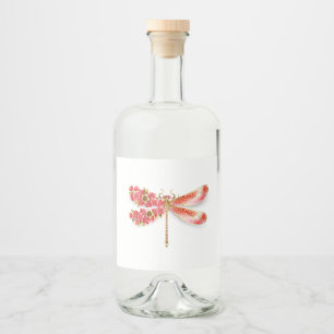 Flower dragonfly with jewellery sakura liquor bottle label