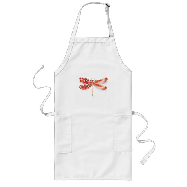 Flower dragonfly with jewellery sakura long apron (Front)