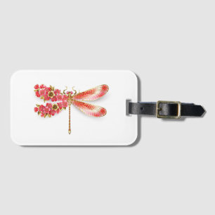 Flower dragonfly with jewellery sakura luggage tag