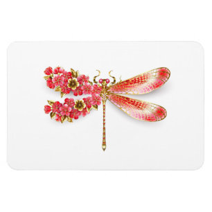 Flower dragonfly with jewellery sakura magnet