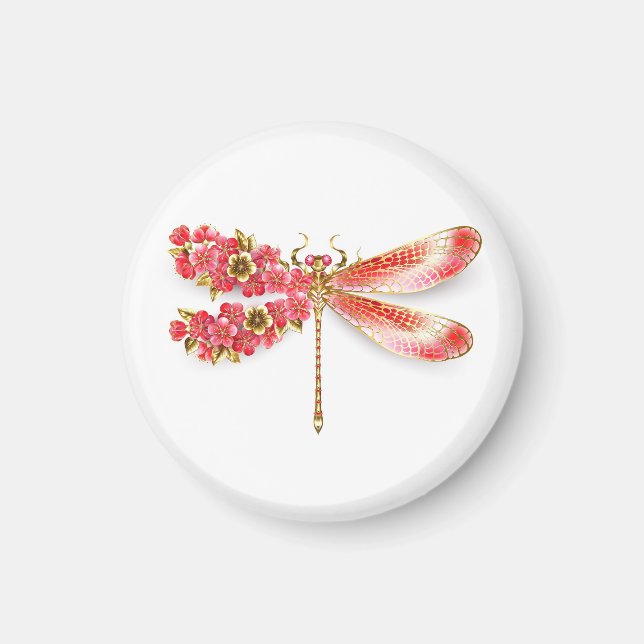 Flower dragonfly with jewellery sakura magnet (Front)