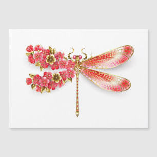 Flower dragonfly with jewellery sakura magnetic invitation